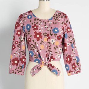 ModCloth x Princess Highway Floral Tie-Front Blouse